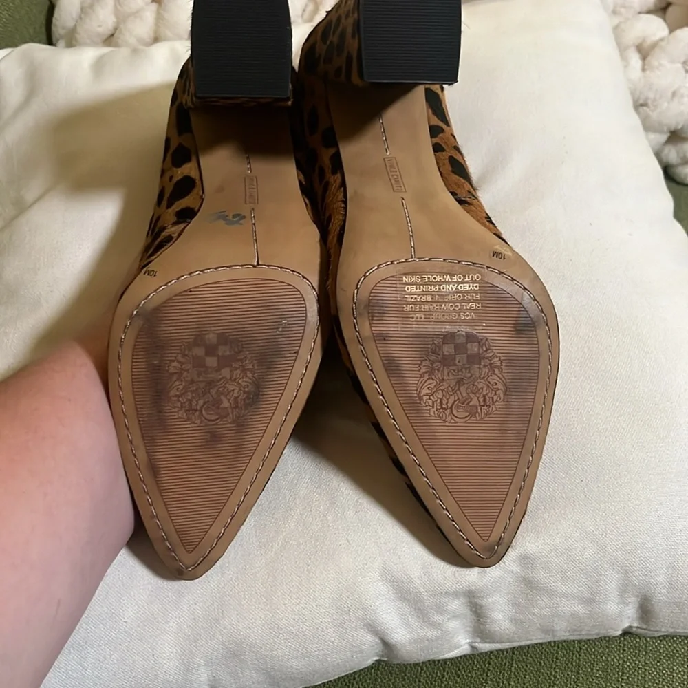 Vince Camuto Leopard Print Block Heel Pumps - Picture 3 of 5